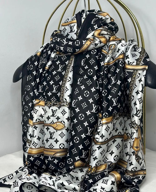 Noir Monogram Luxe Scarf