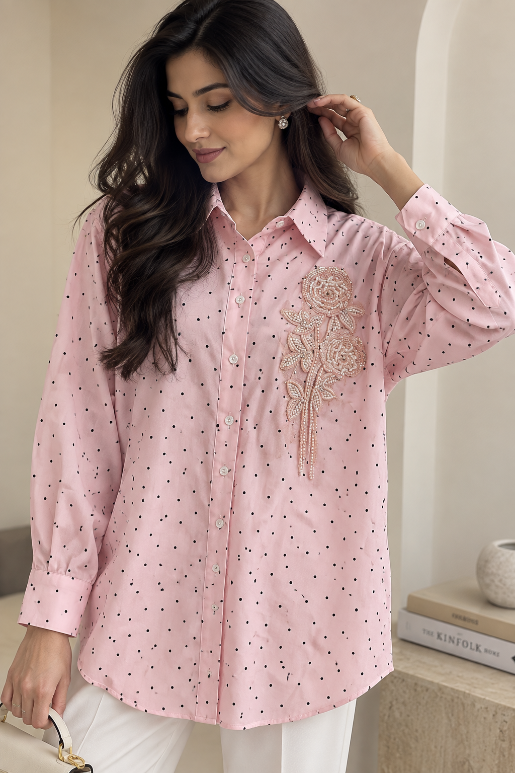 Rose Pearl Statement Shirt