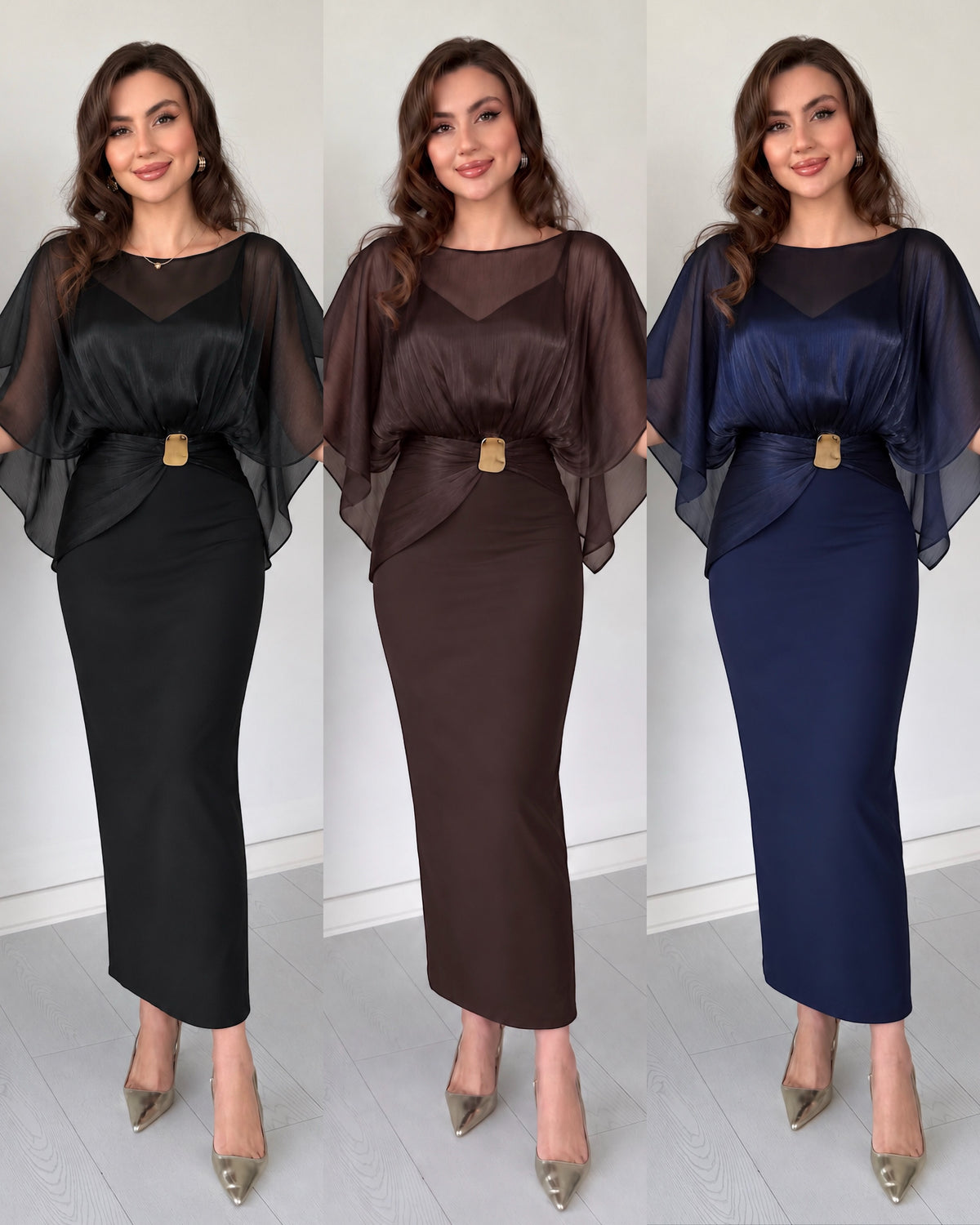 Celeste Luxe Cape Dress