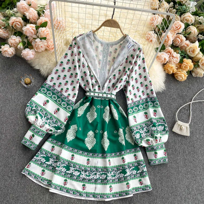 Women Fashion Chic Vintage Print dress