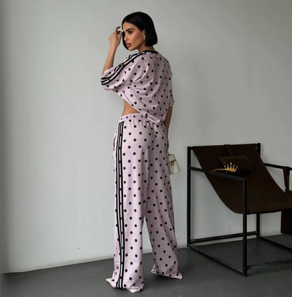 Luxe Polka Dot Wide-Leg Co-Ord Set