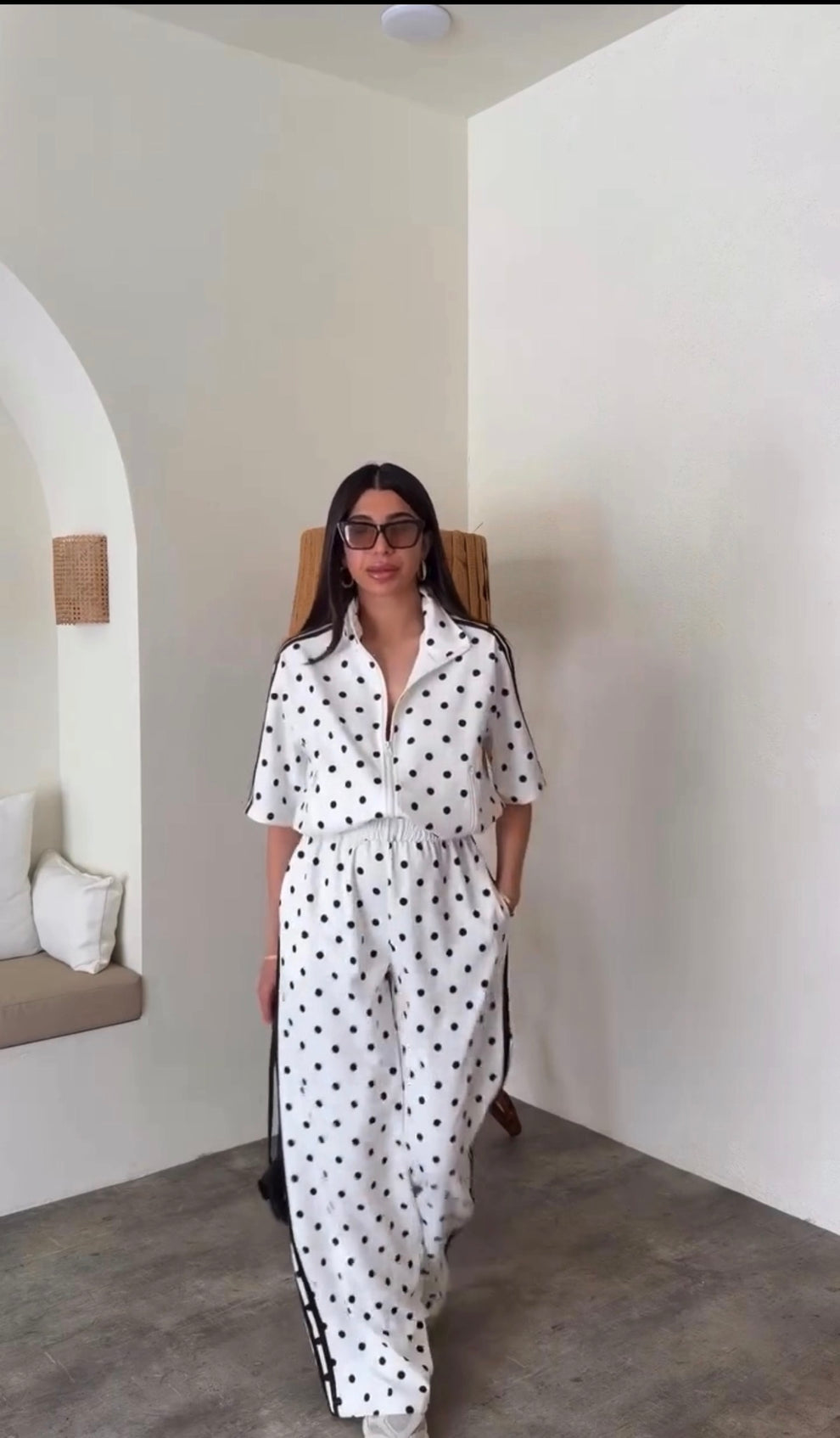 Polka Dot Zip-Up Co-Ord Lounge Set