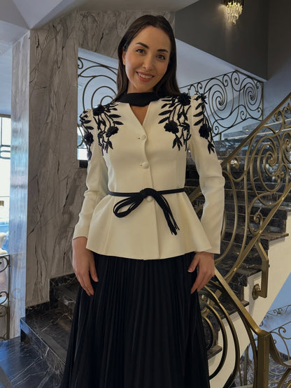 Noir Elan Peplum Skirt Set