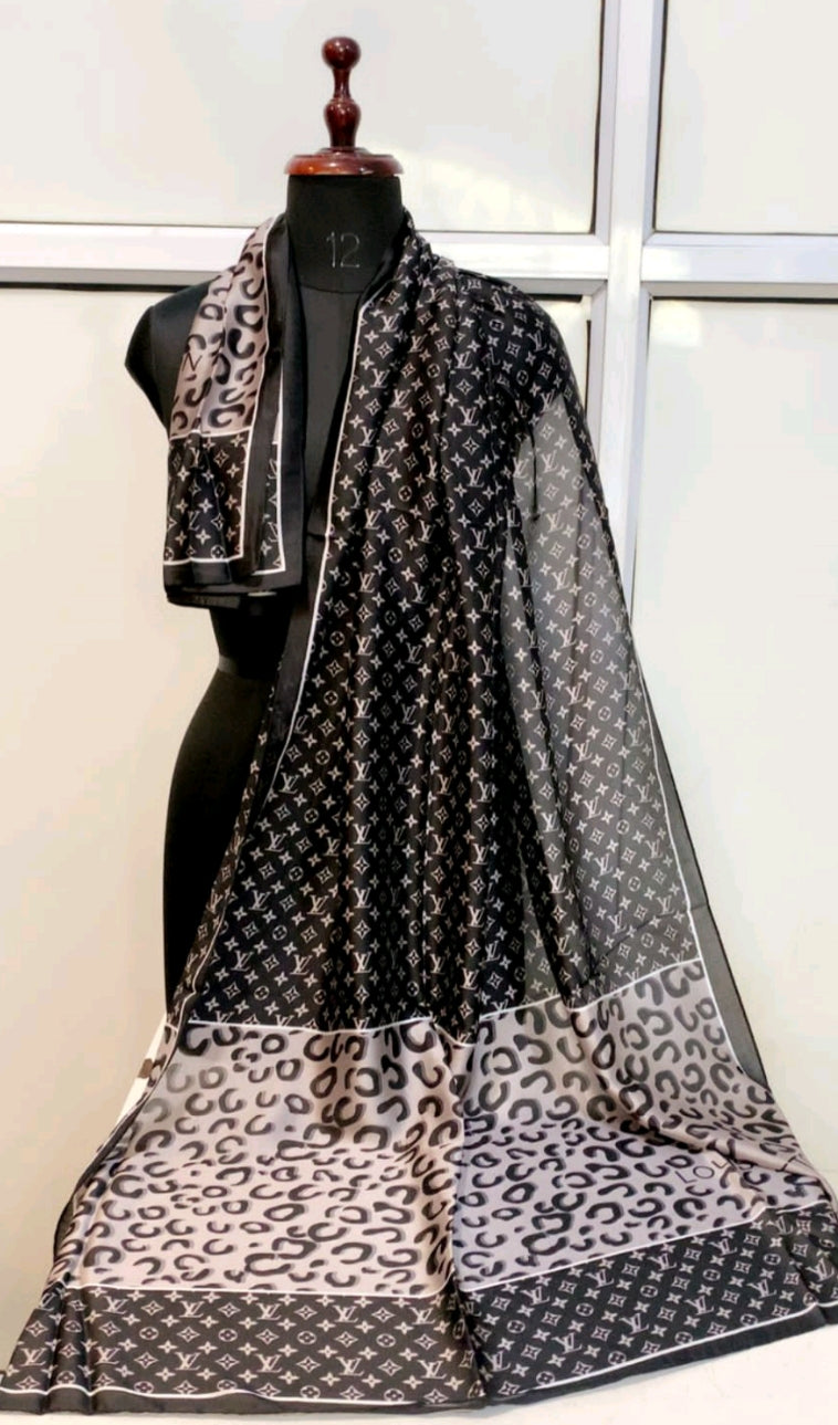 Leopard Print Border Silk scarf
