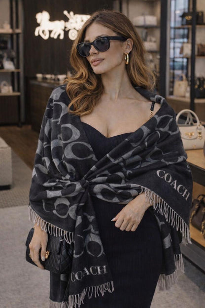 Soft Blush Monogram Cashmere-Blend Scarf