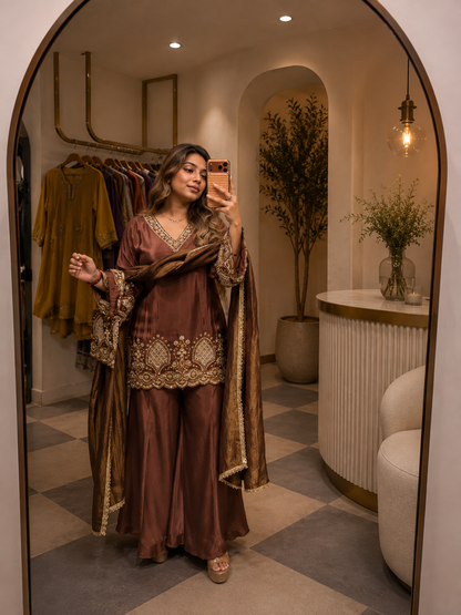 Regal Embroidered Sharara Set