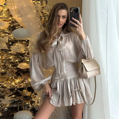 Champagne Whisper Bow Dress