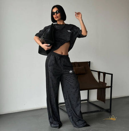 Luxe Polka Dot Wide-Leg Co-Ord Set
