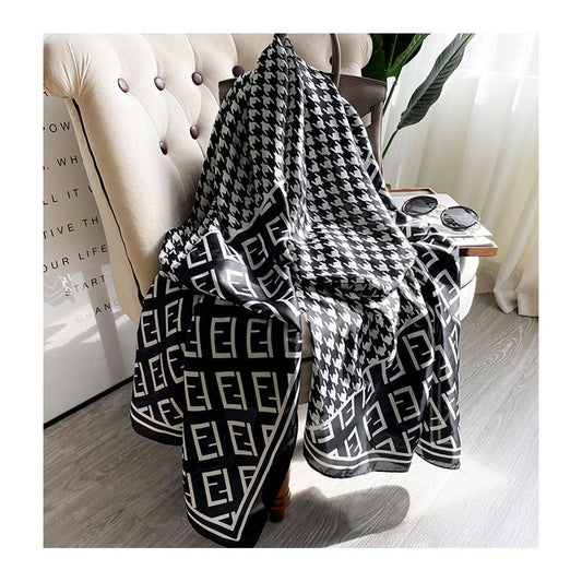 Fend Brand Black & White Silk Scarf