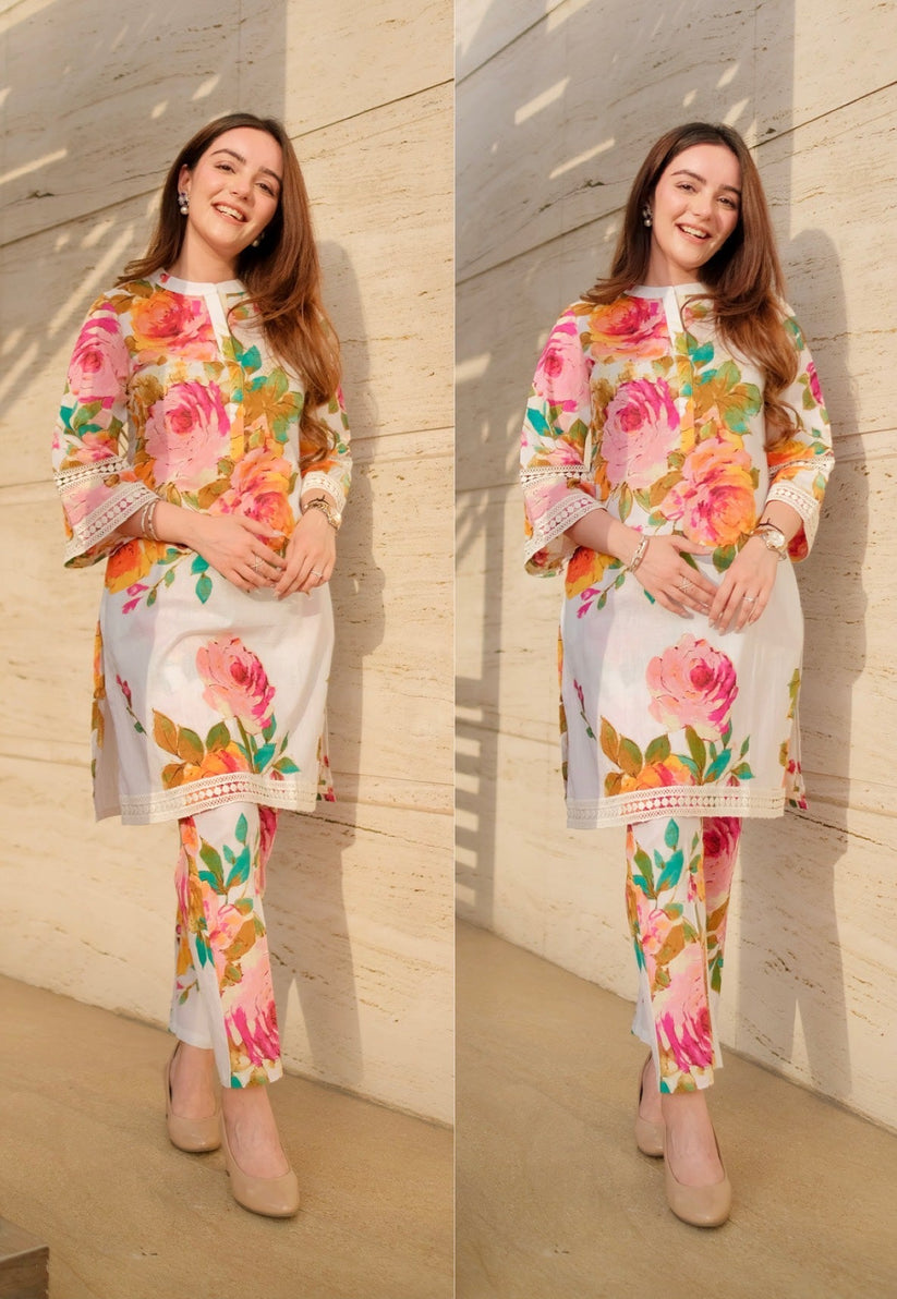 Flower Printed Attractive Kurta Set