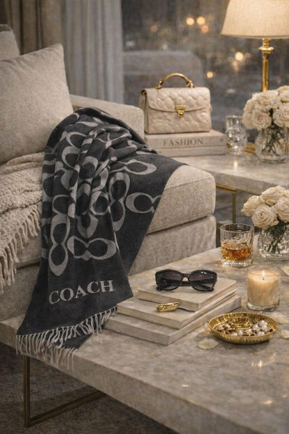 Soft Blush Monogram Cashmere-Blend Scarf