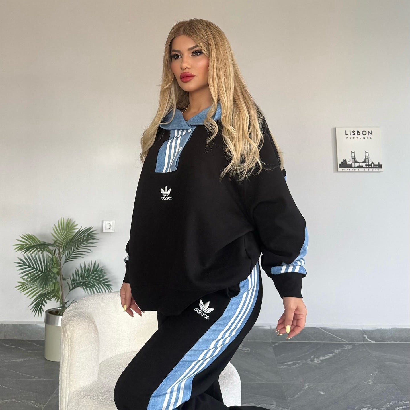 Luxe stripe Lounge Co Ord Set