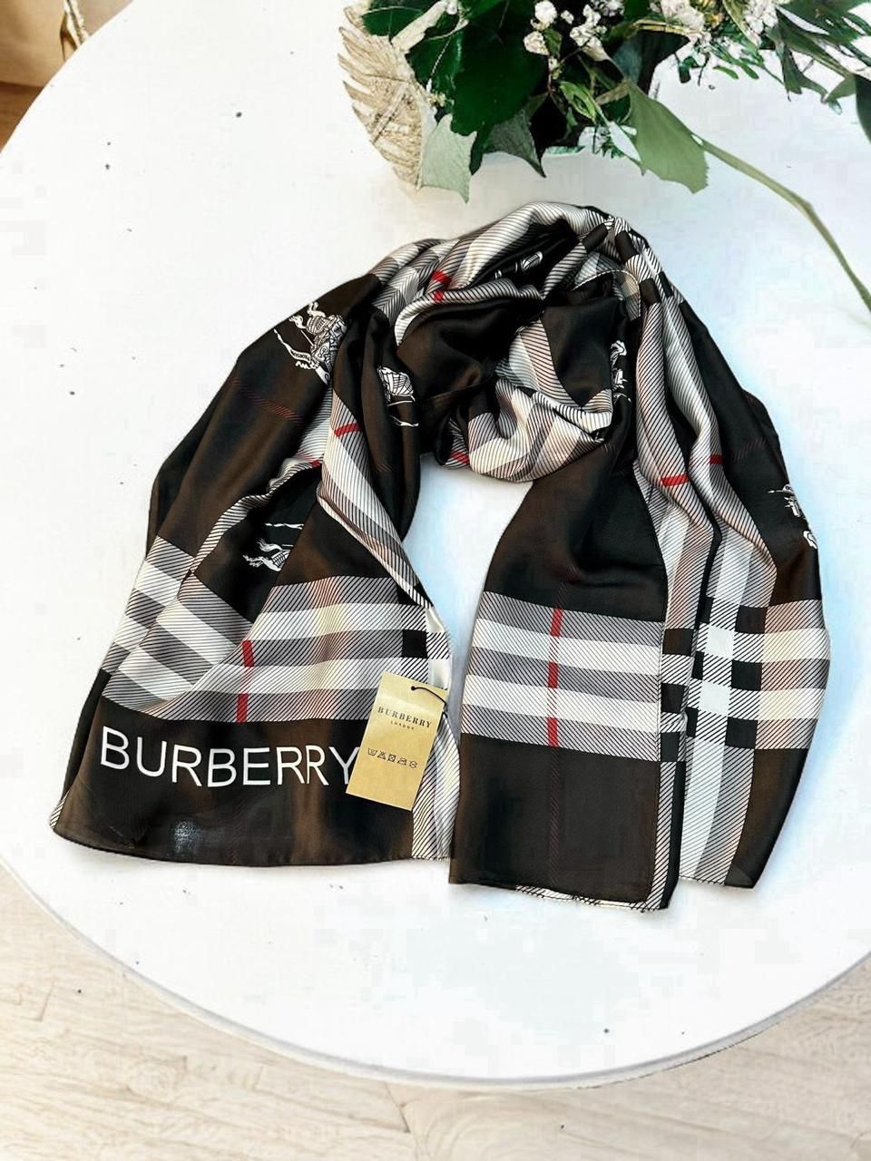 Luxury Brand BB Checked Print Silk Scarf