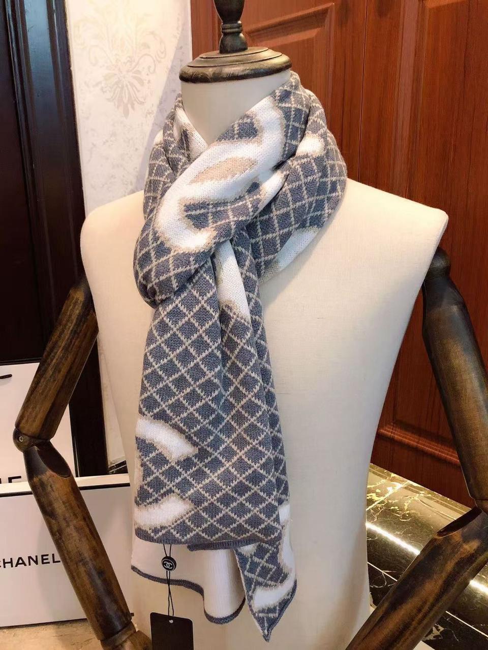 Diamond Monogram Knit Winter Scarf