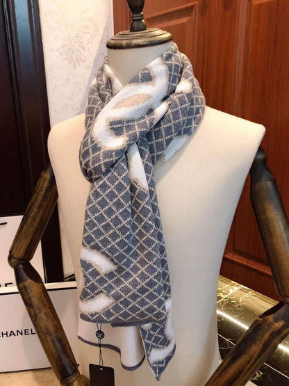Diamond Monogram Knit Winter Scarf