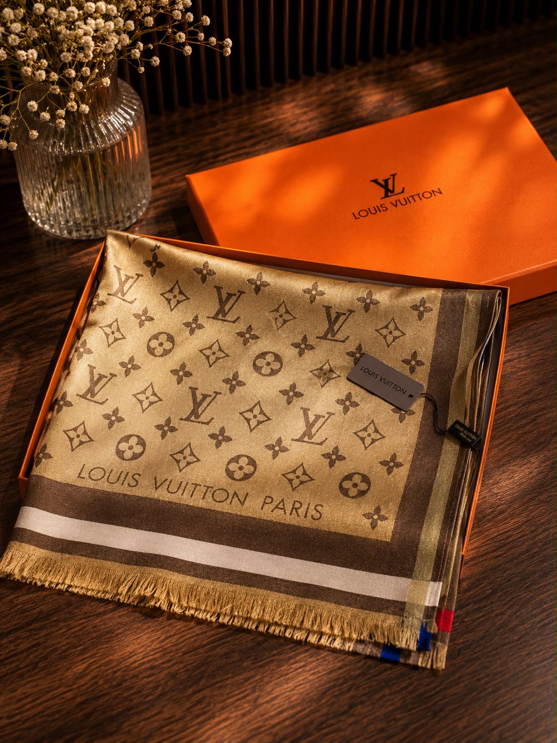 Luxe Monogram Silk-Feel Scarf