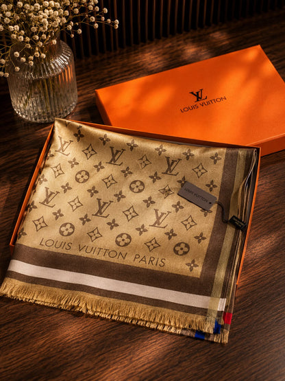 Luxe Monogram Silk-Feel Scarf