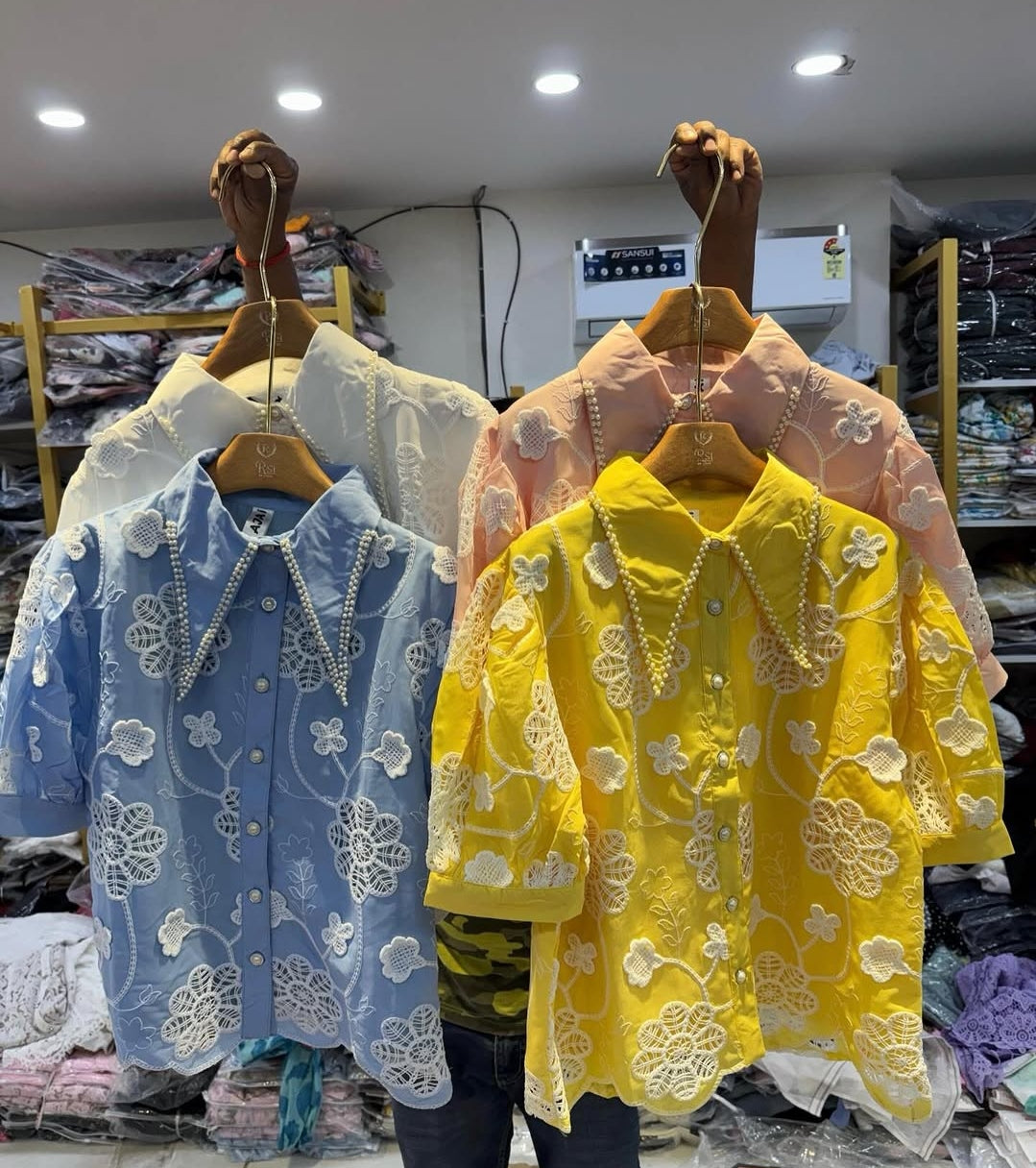 Pearl Bloom Embroidered Shirt