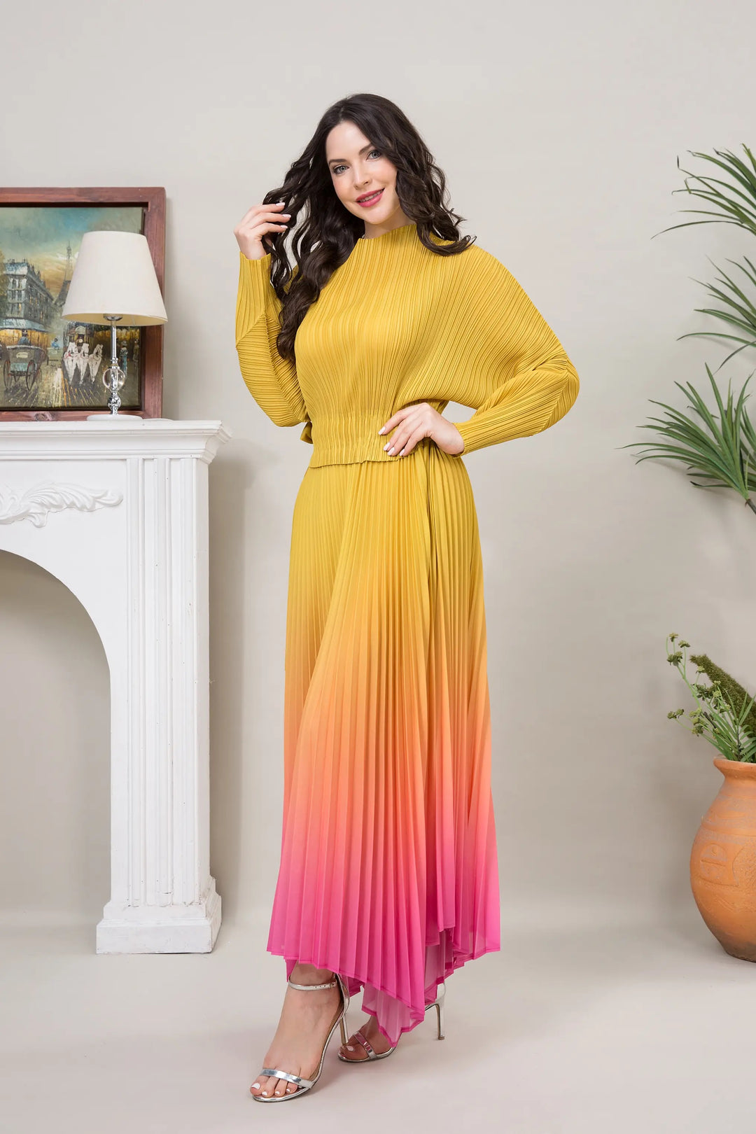 Noha Gradient Pleated Dress