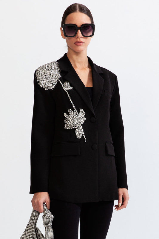 Zara Inspired Black Rhinestone Blazer