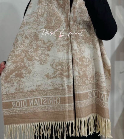Branded Rabbit Fur Winter Reversible Stole - C D