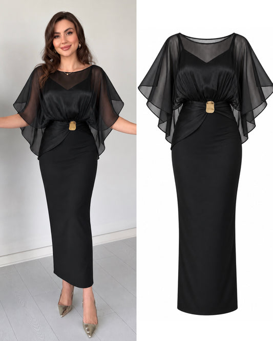 Celeste Luxe Cape Dress