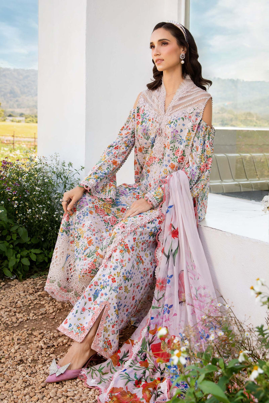 3 Piece Unstitched Printed Lawn Suit | MPT 2507 - A