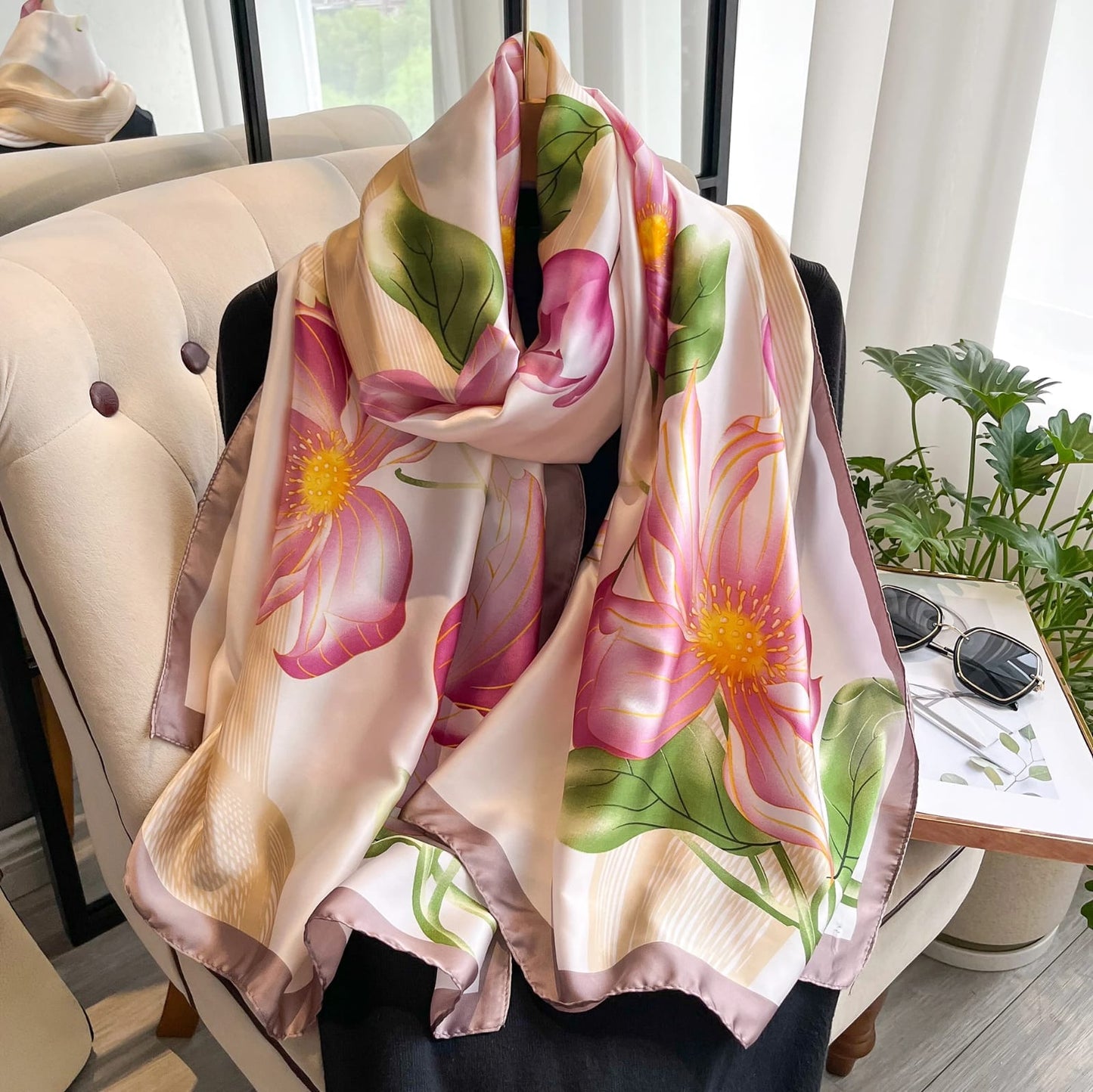 Blush Magnolia Silk Scarf