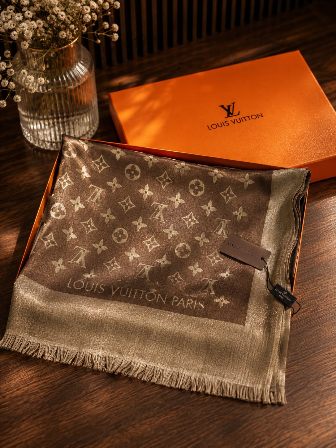 Luxe Monogram Silk-Feel Scarf