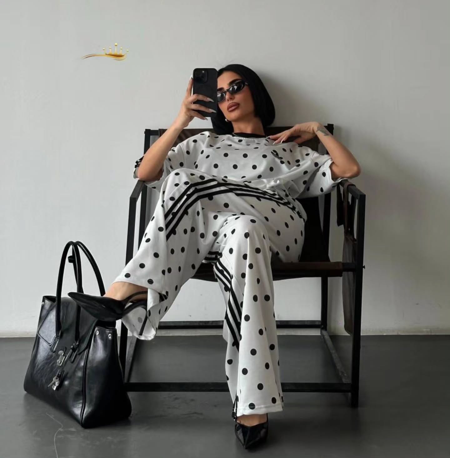Luxe Polka Dot Wide-Leg Co-Ord Set