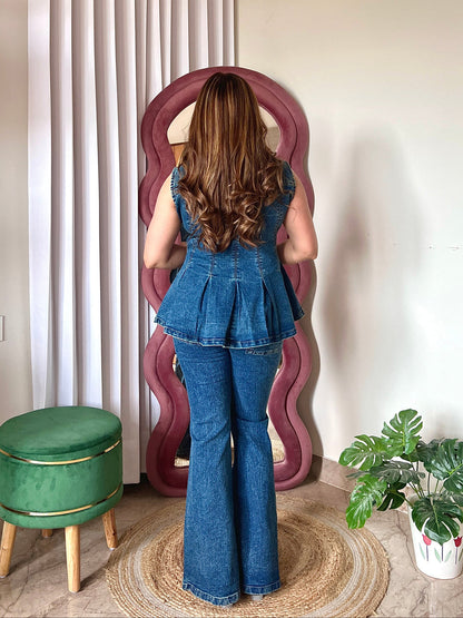 Denim Peplum Co-ord Set
