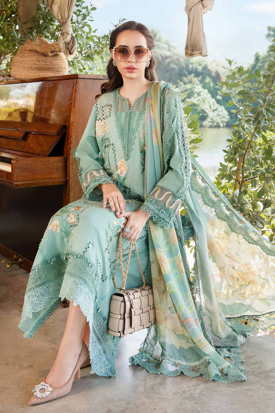 3 Piece Unstitched Printed Lawn Suit | MPT 2501 - B