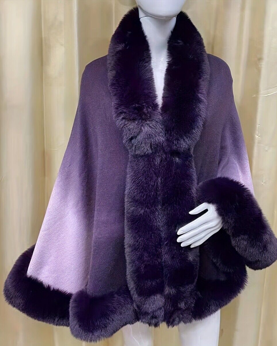 Nora Luxury Faux Fur Cashmere Wool Shawl