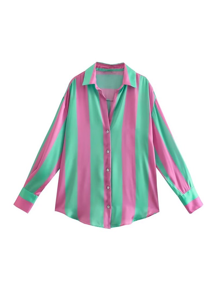 Lara color block Satin Shirt