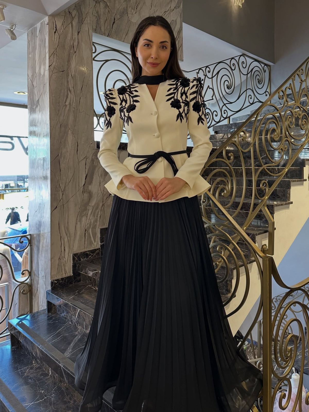 Noir Elan Peplum Skirt Set