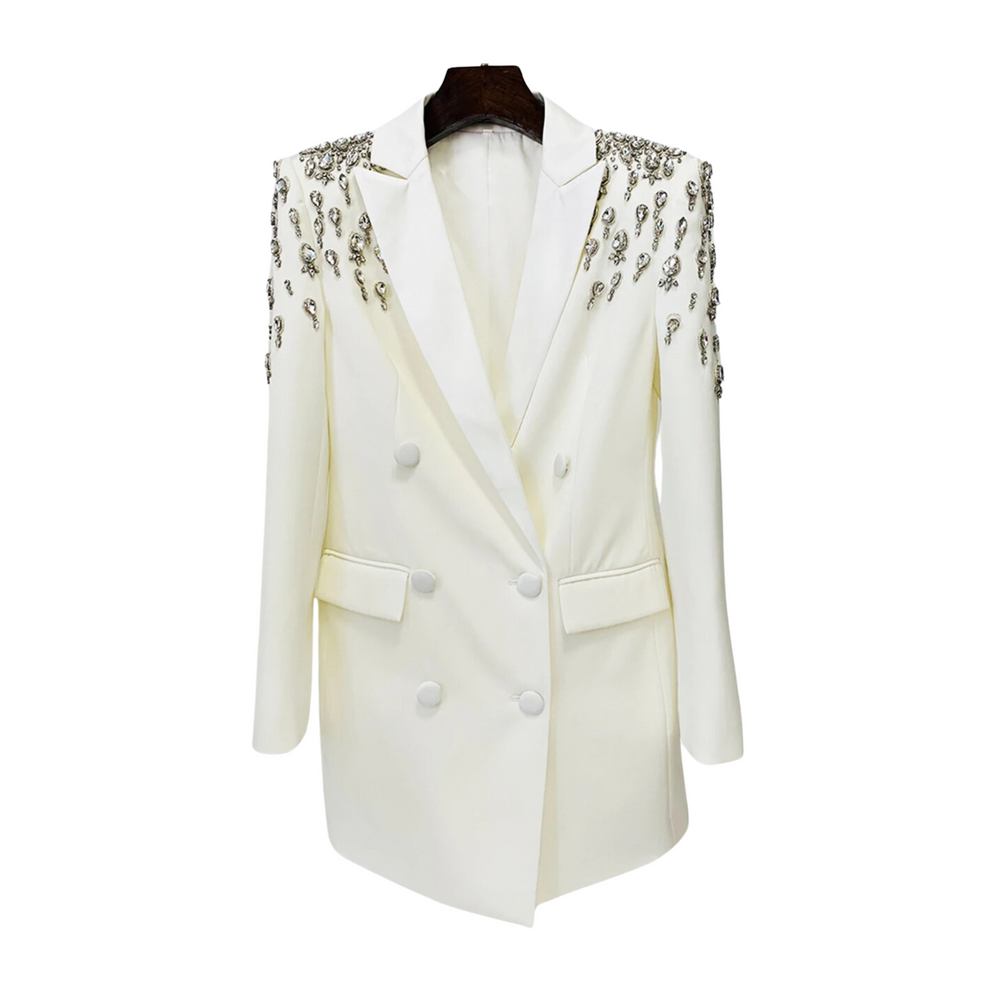 Diamond White Studded Blazer