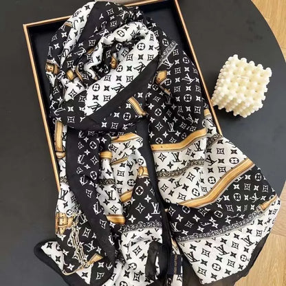Noir Monogram Luxe Scarf