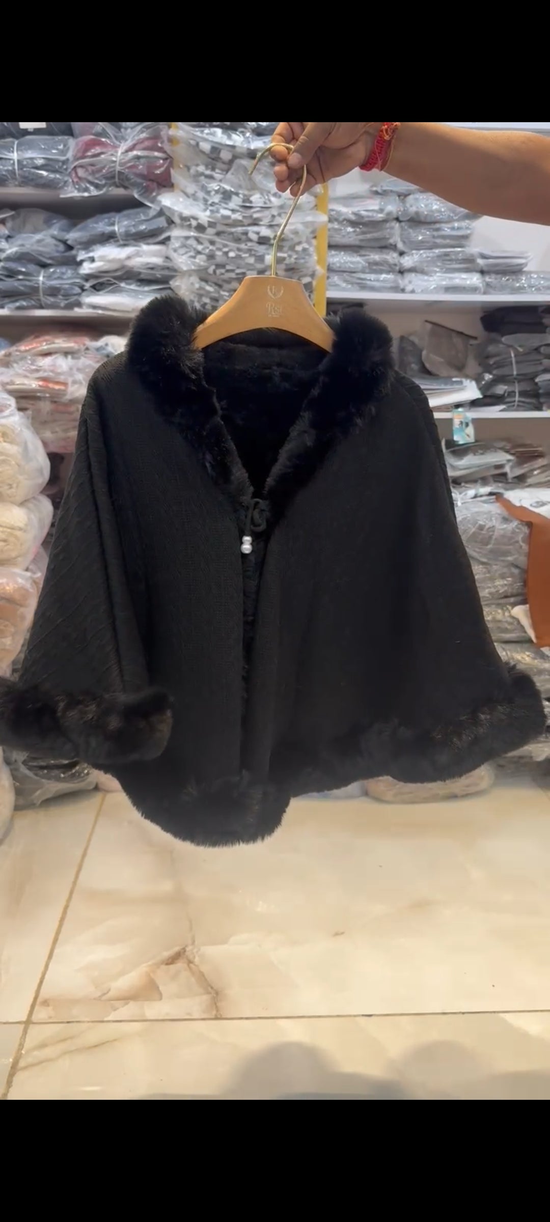 Plush Rabbit Fur Knitted Shawl