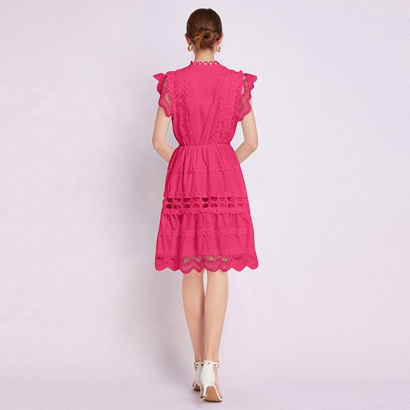 Elegant Lace Trimmed Hot Summer Dress