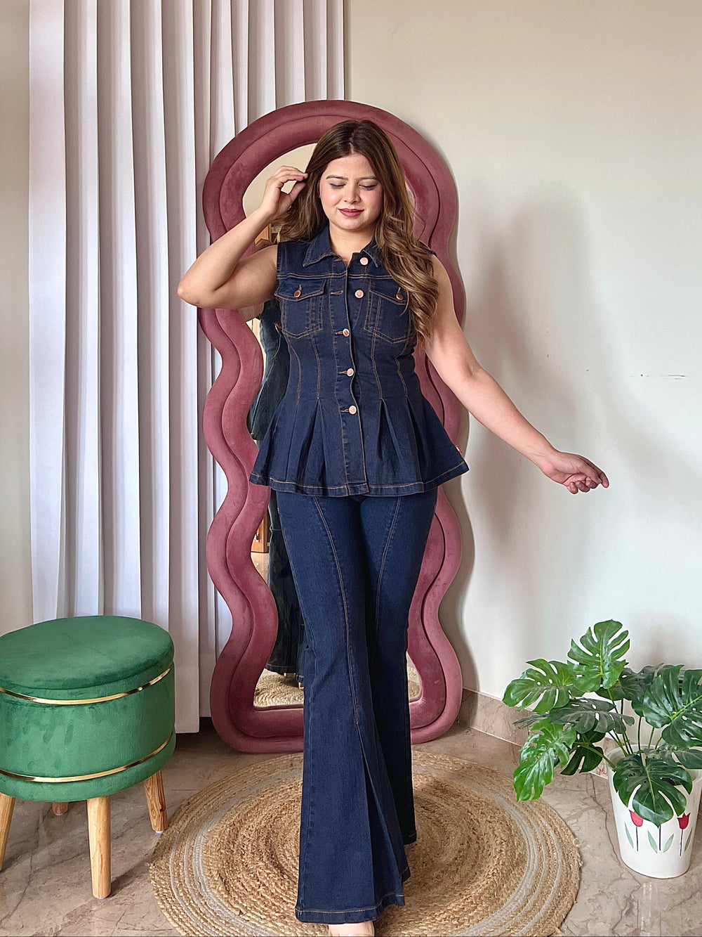 Denim Peplum Co-ord Set