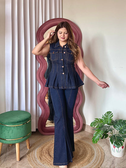 Denim Peplum Co-ord Set