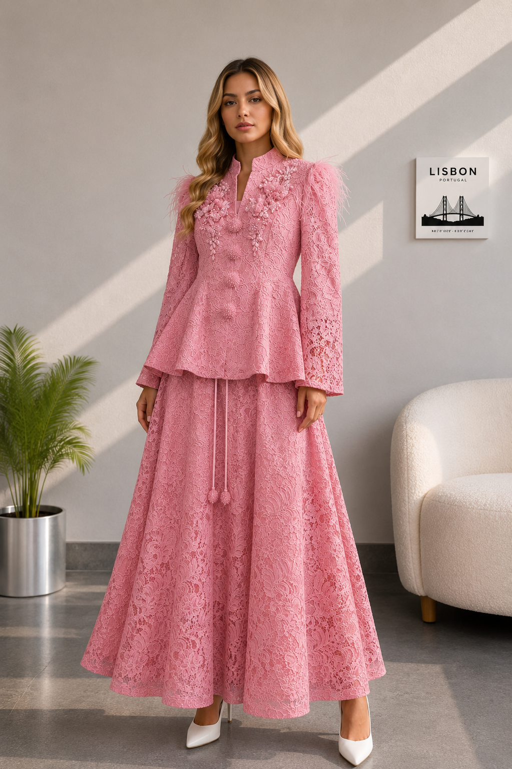 Ivory Bloom Couture Co Ord Set