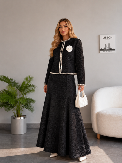 Étoile Textured Jacket & Flared Dress Co-ord Set