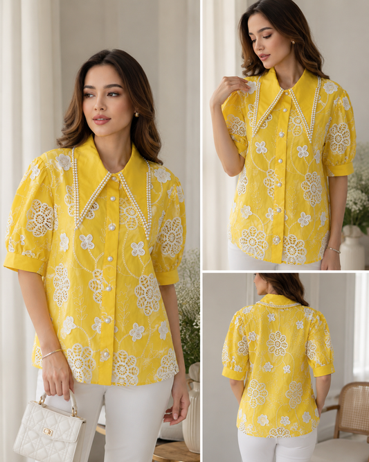 Pearl Bloom Embroidered Shirt