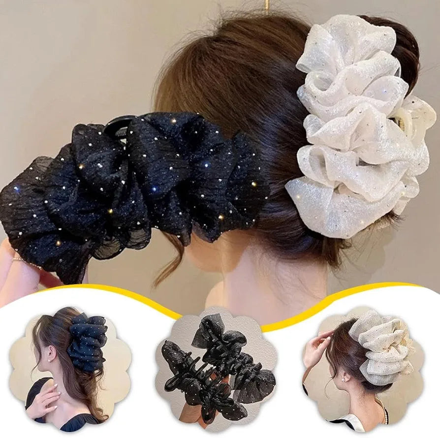 Chiffon Large C Mesh Bubble Hair Hair Bow Jaw Silk Clips