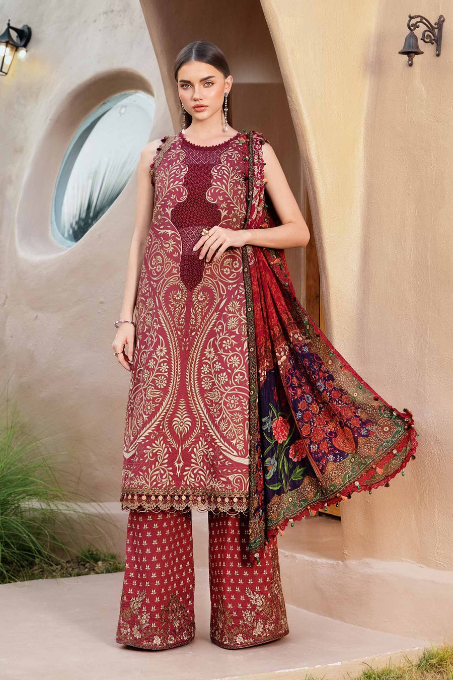 3 Piece Unstitched Printed Lawn Suit | MPT 2512 - A