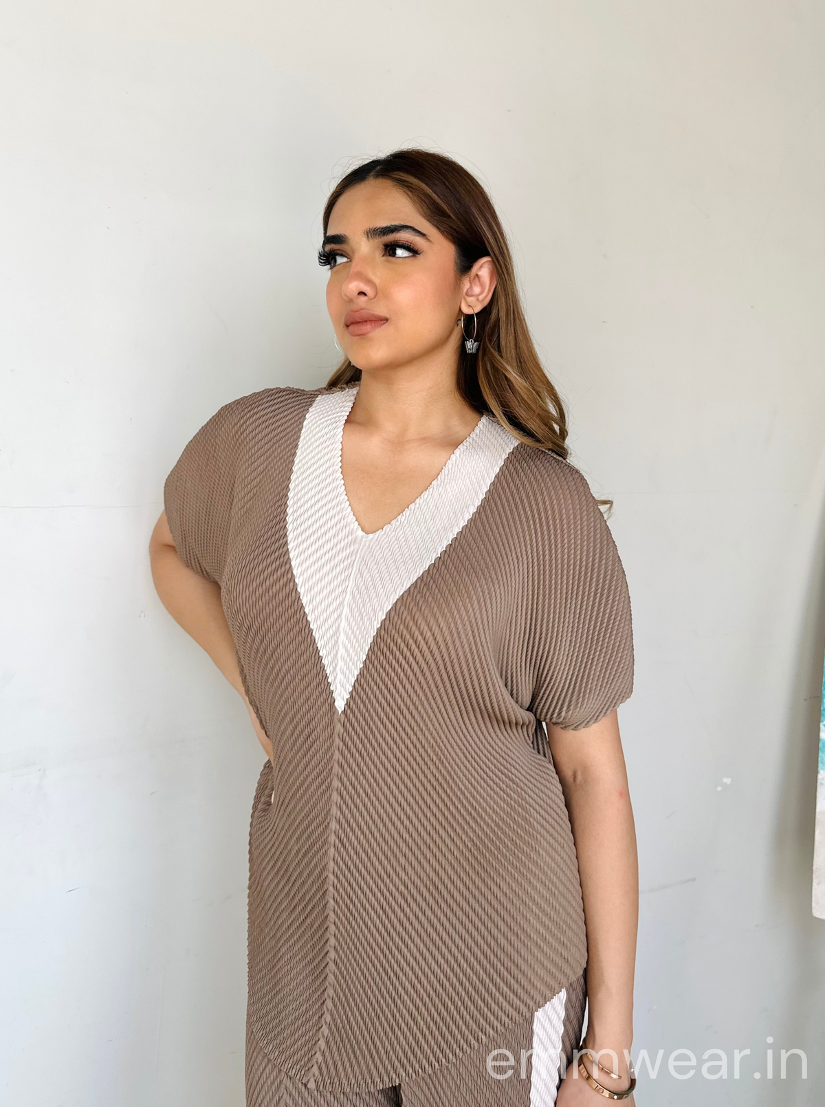 Mocha Luxe Pleated Co-Ord Set