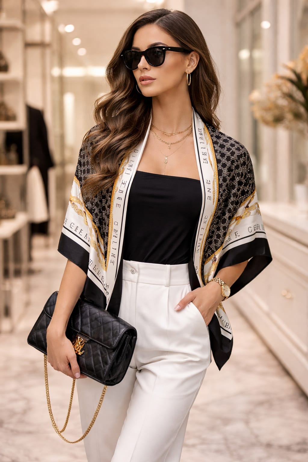 Luxury Brand silk muse Print Silk Scarf