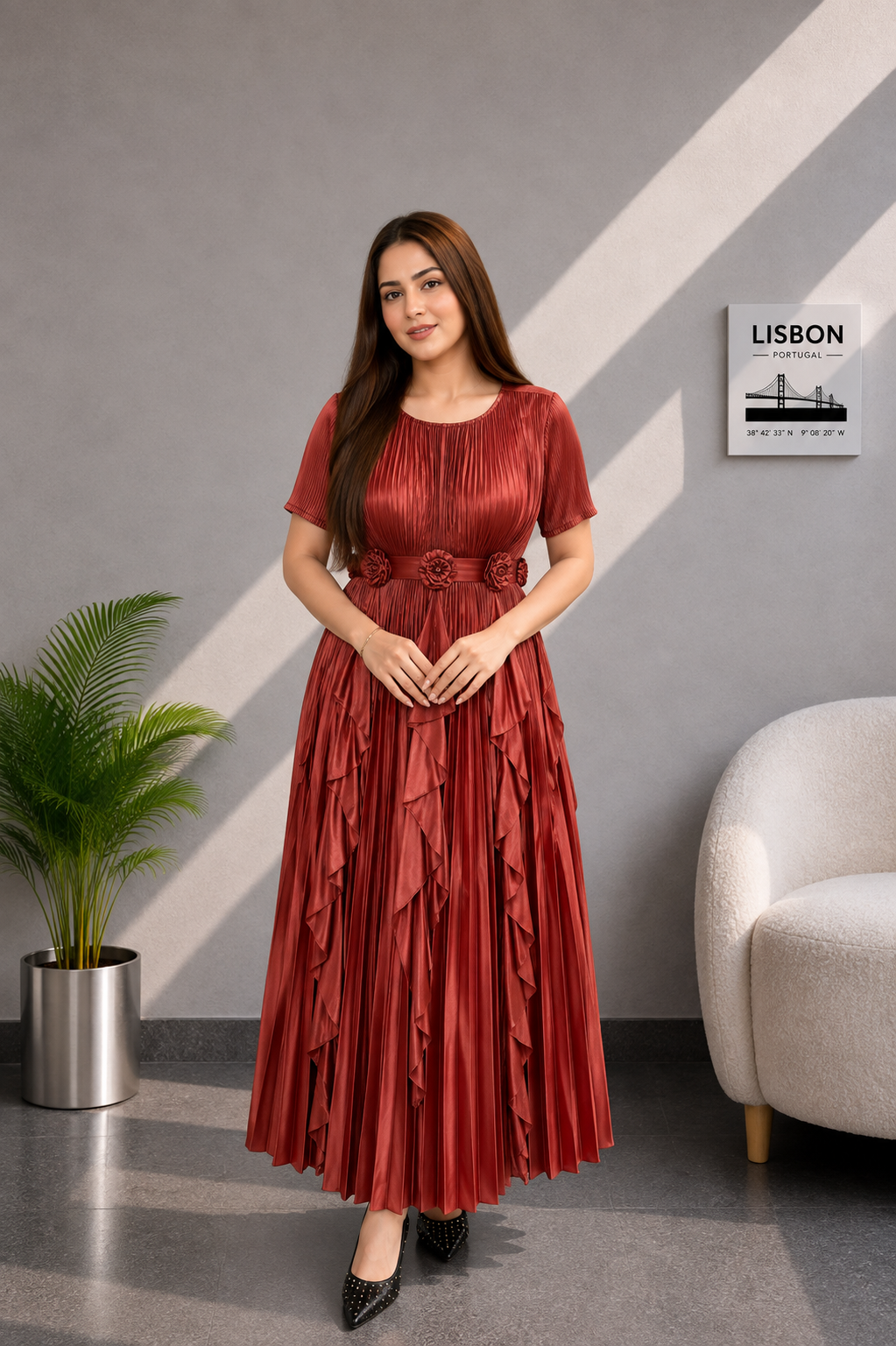 Opal Pleated Maxi Dress