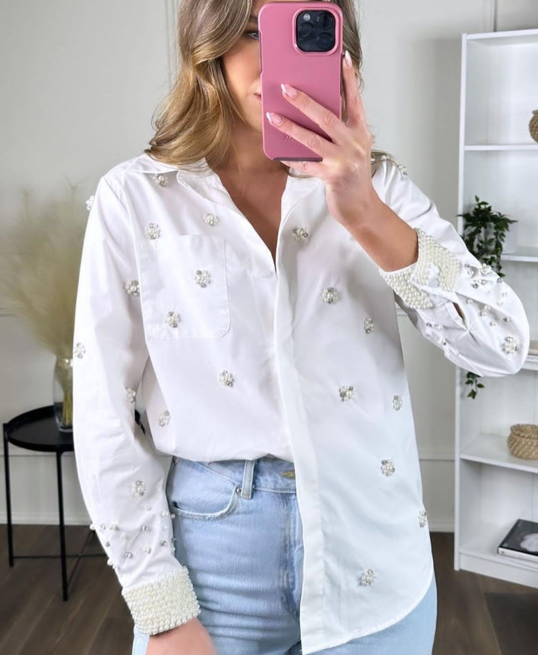 Flynn pearl embellished shirt